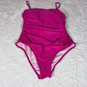 Cupshe Womens Magenta Pink Ruched Cutout Back One Piece Swimsuit DAA12E3G008CD L